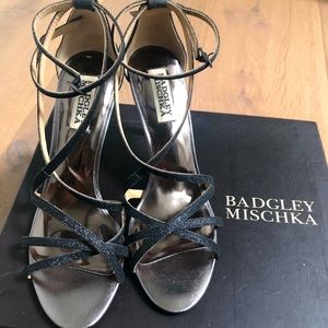 Badgley Mischka Lee Glitter black heels 7.5M